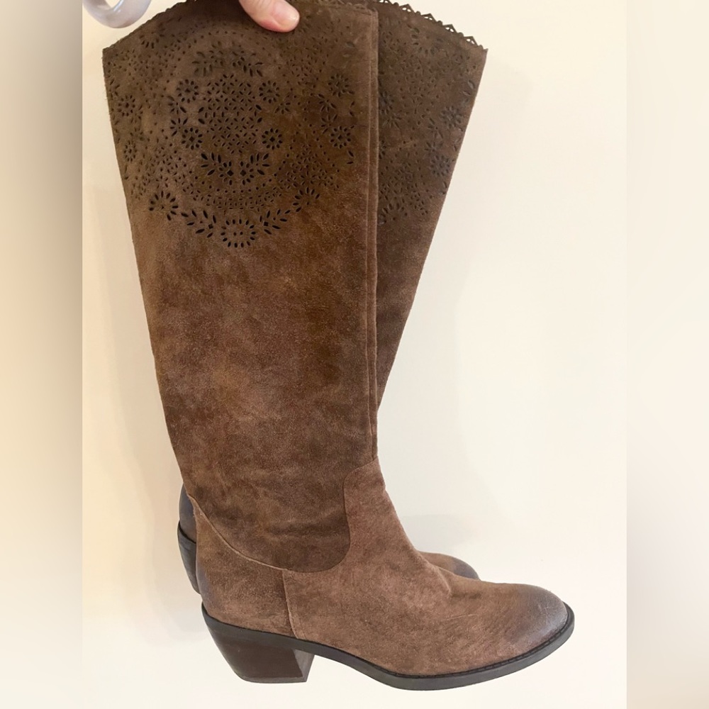 Incredible Franco Sarto suede laser cut tall boots!